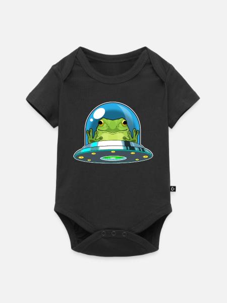 Frosch Raumschiff Weltraum - Baby Premium Kurzarmbody - Schwarz