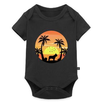 French bulldog Owner Beach Sunset Palm Trees - Baby Premium short-sleeve bodysuit - black - Front