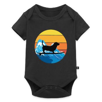 Basset Hound Propriétaire Chien Surf Planche De Surf Rétro - Body à manches courtes Premium Bébé - noir - Devant
