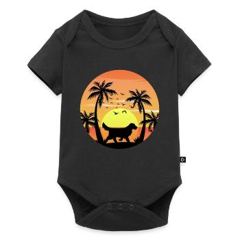 Golden retriever Owner Beach Sunset Palm Trees - Baby Premium short-sleeve bodysuit - black - Front