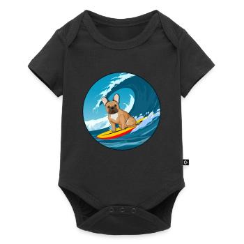 Bouledogue Français Propriétaire Beach Dog Surfing Planche de surf - Body à manches courtes Premium Bébé - noir - Devant