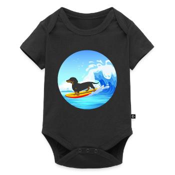 Teckel Propriétaire Beach Dog Surfing Surfboard Surfer - Body à manches courtes Premium Bébé - noir - Devant