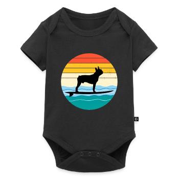 Boston terrier Propriétaire Chien Surf Sea Waves - Body à manches courtes Premium Bébé - noir - Devant