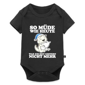 Müde Spruch lustig Schlafen Ausschlafen Faul - Baby Premium Kurzarmbody - Schwarz - Vorne