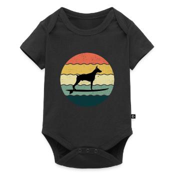 Dobermann Propriétaire Chien Surf Sea Vagues - Body à manches courtes Premium Bébé - noir - Devant