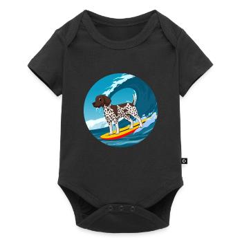 German Shorthaired Pointer Dog Surfing Sea Waves - Baby Premium short-sleeve bodysuit - black - Front