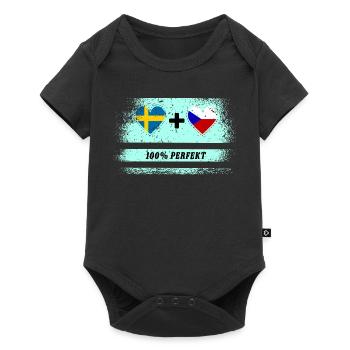 Tschechien und Schweden 100% perfekt / Geschenk - Baby Premium Kurzarmbody - Schwarz - Vorne