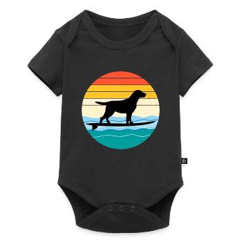 Labrador Retriever Dog Surfing Vintage Rétro - Body à manches courtes Premium Bébé - noir - Devant