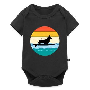 Cardigan Gallois Corgi Dog Surfing Sea Vintage rétro - Body à manches courtes Premium Bébé - noir - Devant