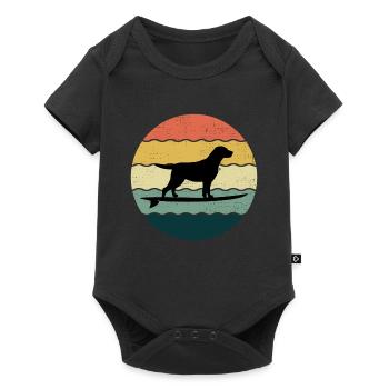 Labrador Retriever Dog Surfing Vintage Rétro - Body à manches courtes Premium Bébé - noir - Devant