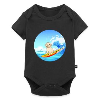 Labrador Retriever Chien Surf Vagues de la mer - Body à manches courtes Premium Bébé - noir - Devant