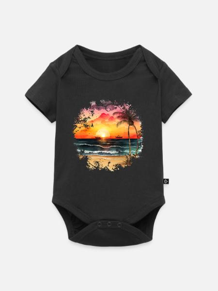 Coucher de soleil sur la plage tropicale - Body à manches courtes Premium Bébé - noir