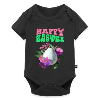 Happy Easter Flowers Easter Egg - Baby Premium short-sleeve bodysuit - black - Front