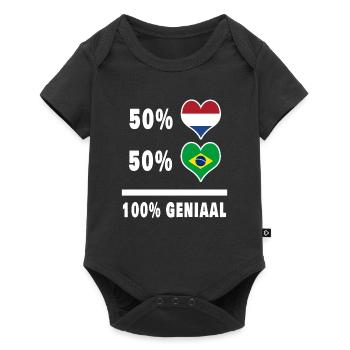 Brésil et Pays-Bas 100% Genius Flag - Body à manches courtes Premium Bébé - noir - Devant
