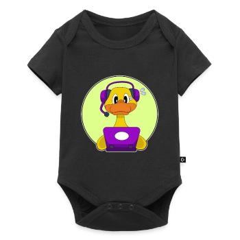 Ente Sekretärin Laptop Büro - Baby Premium Kurzarmbody - Schwarz - Vorne