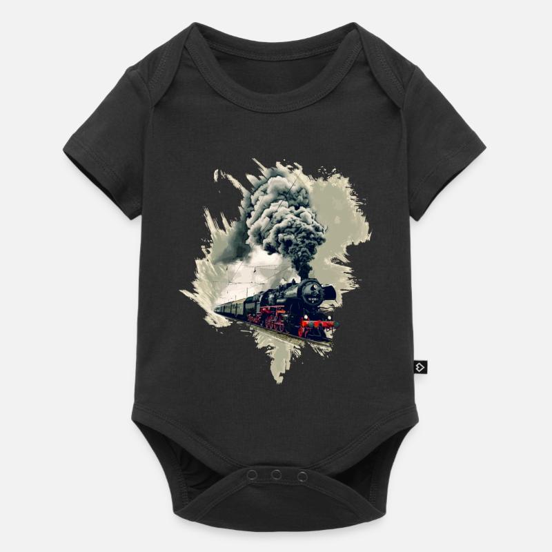 Alte Dampflok - Baby Premium Kurzarmbody - Schwarz