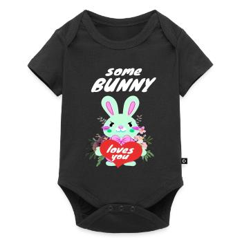 Mignon lapin de Pâques amoureux - Body à manches courtes Premium Bébé - noir - Devant