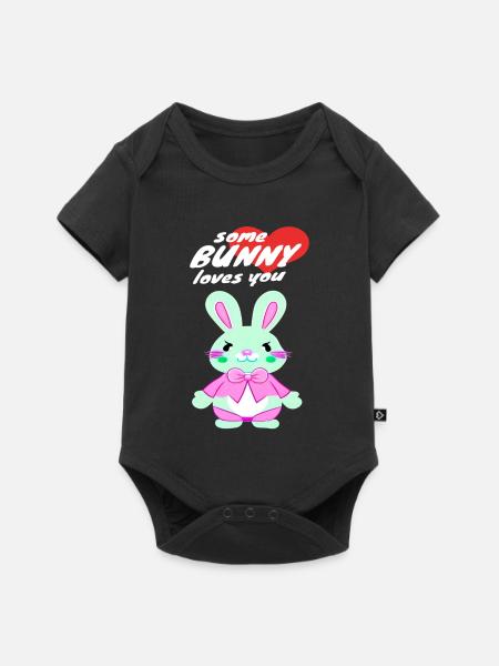süßes Osterbunny mit Liebesbotschaft - Baby Premium Kurzarmbody - Schwarz
