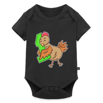 1 an - Inscription - Motif poulet - Gagnant - Body à manches courtes Premium Bébé - noir - Devant