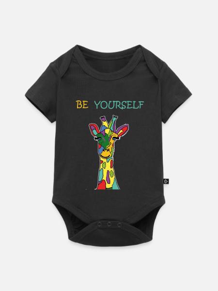 Giraffe Be Yourself Sei Du Selbst Bunt Anders - Baby Premium Kurzarmbody - Schwarz