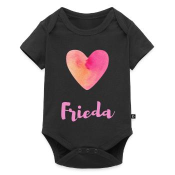Frieda Pink Heart Girl Gift Idea Shirt - Baby Premium short-sleeve bodysuit - black - Front