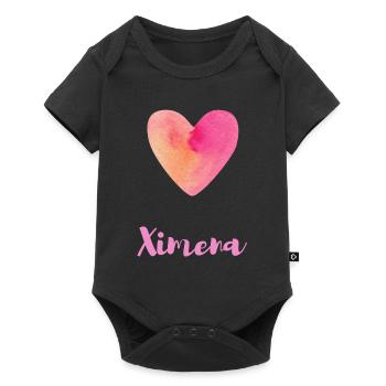 Ximena Pink Heart Girl Name Design Tee - Baby Premium short-sleeve bodysuit - black - Front