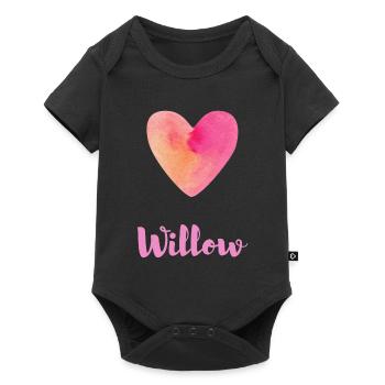 Tenue esthétique féminine en cœur rose de saule - Body à manches courtes Premium Bébé - noir - Devant