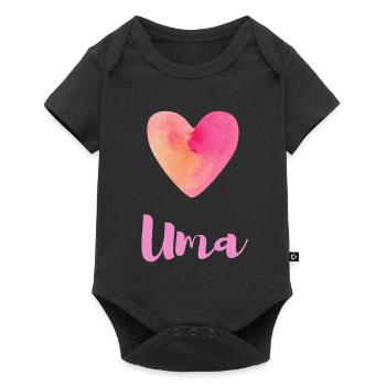 Uma Rosa Herz Mädchen Feminine Ästhetik Shirt - Baby Premium Kurzarmbody - Schwarz - Vorne