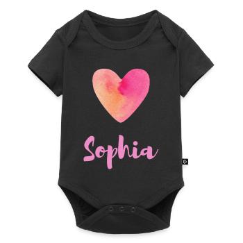 T-shirt esthétique Sophia Pink Heart Girl - Body à manches courtes Premium Bébé - noir - Devant