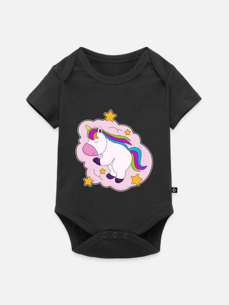 Einhorn Wolken - Baby Premium Kurzarmbody - Schwarz