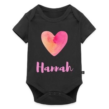 T-shirt féminin de fille cœur rose Hannah - Body à manches courtes Premium Bébé - noir - Devant