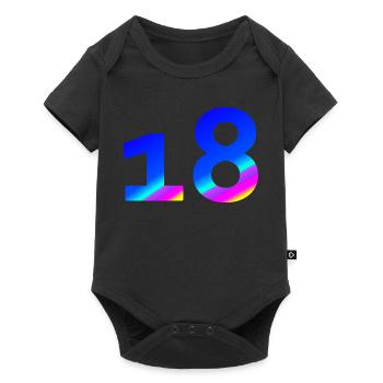 verschenken, 18 blauton mit Farbverlauf - Baby Premium Kurzarmbody - Schwarz - Vorne