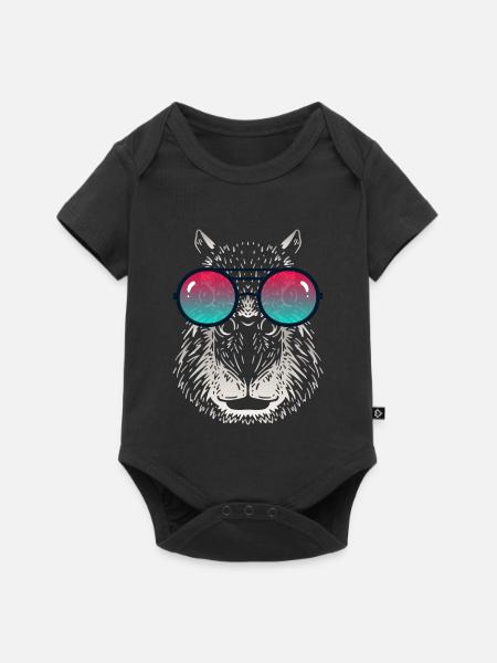 Cooles Capybara mit Sonnenbrille - Baby Premium Kurzarmbody - Schwarz