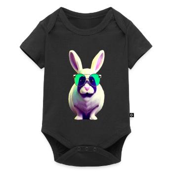 Lapin cool avec des lunettes de soleil - Body à manches courtes Premium Bébé - noir - Devant