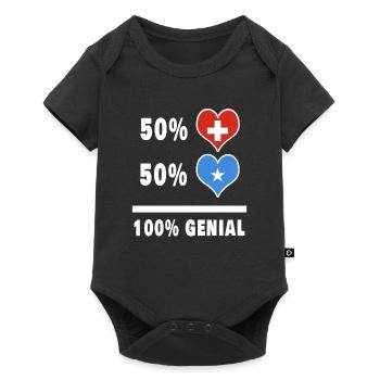 Somalia und Schweiz 100% Genial Flagge - Baby Premium Kurzarmbody - Schwarz - Vorne