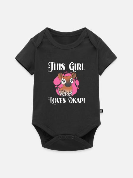 Dieses Mädchen liebt Okapi - Baby Premium Kurzarmbody - Schwarz