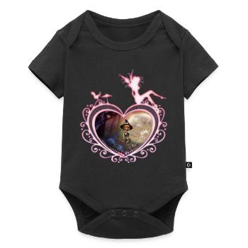 Cute little witch flying with a broom - Baby Premium short-sleeve bodysuit - black - Front