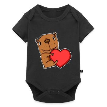 Capybara capybara heart motif - Baby Premium short-sleeve bodysuit - black - Front