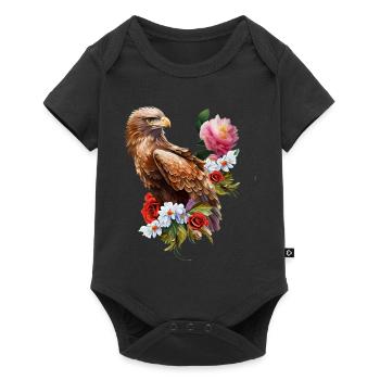 Wonderful eagle with flowers. - Baby Premium short-sleeve bodysuit - black - Front