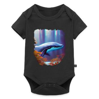 Surréalisme Art Baleine dans la forêt - Body à manches courtes Premium Bébé - noir - Devant
