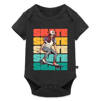 Skateboard Cool Skater Girl Colorful - Body à manches courtes Premium Bébé - noir - Devant