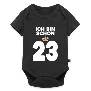 23. Geburtstag Geschenk - 23 Jahre mit Krone - Baby Premium Kurzarmbody - Schwarz - Vorne