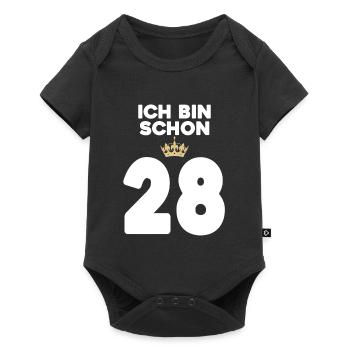28. Geburtstag Geschenk - 28 Jahre mit Krone - Baby Premium Kurzarmbody - Schwarz - Vorne