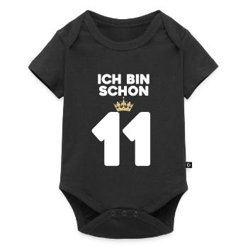 11. Geburtstag Geschenk - 11 Jahre mit Krone - Baby Premium Kurzarmbody - Schwarz - Vorne