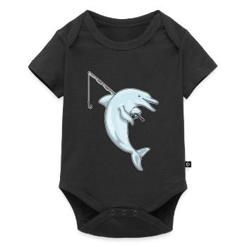 Canne à pêche Dolphin Pêcheur Canne à pêche - Body à manches courtes Premium Bébé - noir - Devant