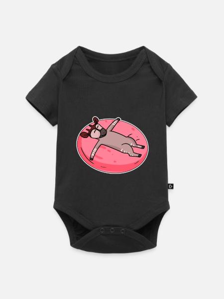 Schlafendes Okapi Waldgiraffe - Baby Premium Kurzarmbody - Schwarz