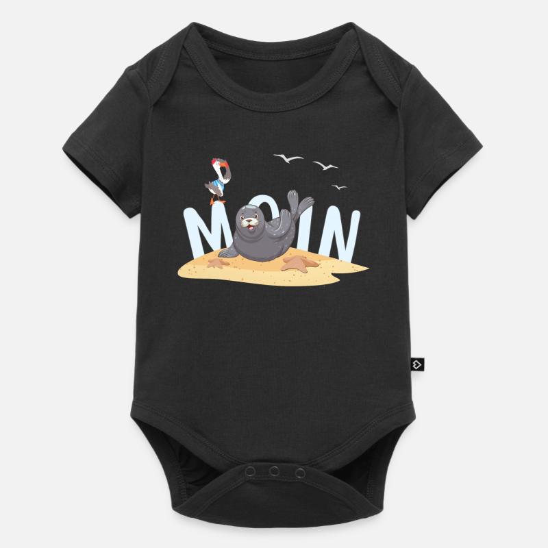 Moin Robbe Möwe Strand - Baby Premium Kurzarmbody - Schwarz