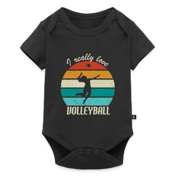 I Really Love Volleyball - Baby Premium short-sleeve bodysuit - black - Front