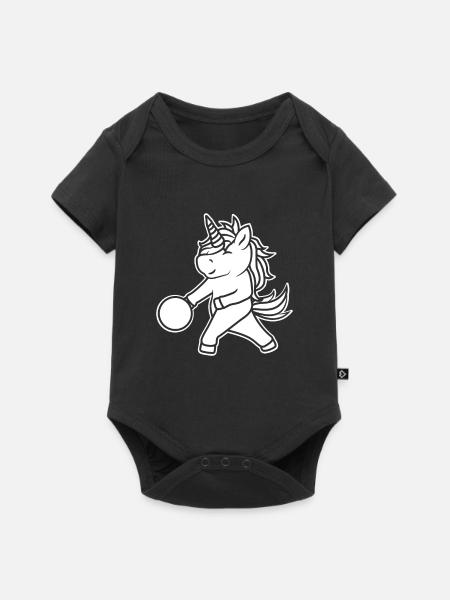 Einhorn Bowler Kinder - Baby Premium Kurzarmbody - Schwarz