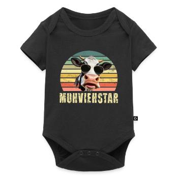 Kuh Kühe - Baby Premium Kurzarmbody - Schwarz - Vorne